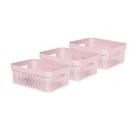 CURVER Infinity Dots Lot de 3 Paniers de Rangement Rectangulaires 100% Recyclés 11 L Rose