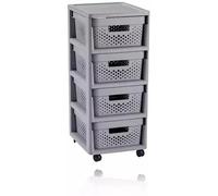 CURVER Infinity Étagère à roulettes ajourée 4x11L gris 231558
