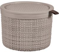 CURVER JUTE 2L Boite ronde avec couvercle 17 x 17 x 13 cm, taupe 01903-382
