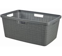 Curver – Panier à linge Jute 46 L – 59 x 39 x 26 cm – Gris foncé – 08091-G44