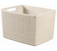 Curver Panier de Rangement Rectangulaire Jute 20L - Pour Organiser Toute la Maison - Emboîtable, Facile à Transporter - 100% recyclé - 36,2 x 28,2 x 23 cm - Blanc cassé
