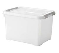 Curver KETER Boite Handy Plus 20L - Boite de Rangement Multifonction - Plastique 100% Recyclé - avec Système de Fermeture Rapide - pour Stocker Tout Type de Choses - 29x40x25cm - Blanc