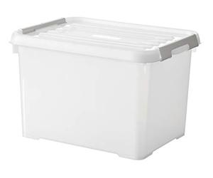 Curver KETER Boite Handy Plus 20L - Boite de Rangement Multifonction - Plastique 100% Recy vec Système de Fermeture Rapide - pour Stocker Tout Type de Choses - 29x40x25cm - Blanc