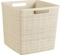 Curver Korb Jute aus 100 % recyceltem Kunststoff, quadratisch, Weiß, L : 17 l