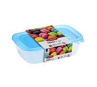 Curver Lot 3 Boîtes Fresh'n Go Rectangulaire (0.5L+1L+2L) - Boîte de Conservation Alimentaire Transparente- Adaptée au Micro-Ondes, Lave- Vaisselle, Congélateur - 25,8x16,8x7,4 cm - Bleu