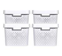 lot de 2 boites de rangement infinity dots 11l+17l + couvercles - l 39,5 x p 29,5 x 43 cm - blanc