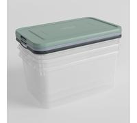 Curver - Lot de 3 Boîtes de Rangement Handy Plus Transparentes avec Couvercle Clipsable - Grande Capacité 50 L - Empilables et Durables pour Maison, Garage, Bureau