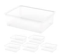 Curver Lot de 6 boîtes de rangement avec couvercle C-Box 27 l, transparentes, empilables, pour maison, armoires, placards, placards et débarras, fermeture sécurisée, contenu d'identification résistant
