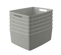 Curver Lot de 6 paniers de rangement et de rangement décoratifs en toile de jute, parfaits pour la maison, le bureau, les étagères de placard, le garde-manger de cuisine et tous les essentiels de la