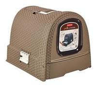 CURVER Maison de Toilette pour Chat - Bac à Litière Fermé - Compartiment Inférieur Amovible pour Un Nettoyage Facile - Pelle à Litière et Tapis de Sol Inclus - Dimensions : 51 x 39 x 39 cm - Mokka
