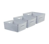 CURVER My Style Lot de 3 paniers de rangement rectangulaires de taille moyenne de 13 L - Bleu
