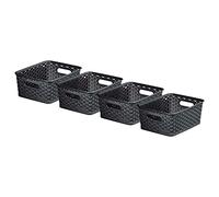 CURVER My Style Lot de 4 petits paniers de rangement rectangulaires de 4 L - Anthracite