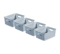 CURVER My Style Lot de 4 petits paniers de rangement rectangulaires de 4 L - Bleu