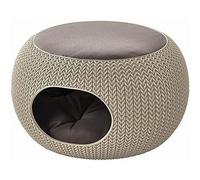 CURVER | Niche ronde aspect Tricot avec coussin, Sable, Pet Knit, 57.7x56.5x33 cm