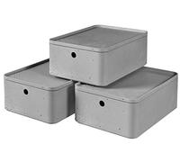 Boîtes de rangement beton avec couvercle 3 pcs m gris clair