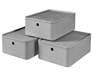 Curver Pack de 3 Boîtes Beton, Gris, M 245787