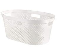 CURVER Panier à Linge 40L Infinity - Bac à Linge propre et sale - Bonne Aération - Corbeille pour Salle de Bain ou Buanderie - 100% Recyclé - 58,5 x 38 x 26,5 cm - Blanc