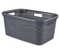 CURVER | Panier à linge 45L Aspect rotin, Anthracite, 59,2 x 38 x 27 cm, Plastique