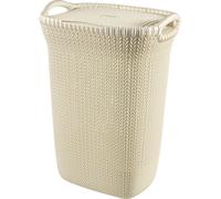 Coffre à linge - CURVER - 57 L - Aspect tricot - Blanc cassé - Avec couvercle à clip