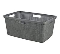 CURVER Panier à Linge Jute 46L - Bac à Linge propre et sale - Poignées Ergonomiques - Corbeille pour Salle de Bain ou Buanderie - 70% recyclé - 59,4 x 39,4 x 25,6 cm - Gris