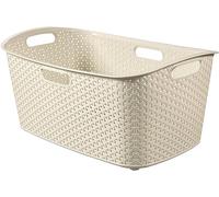 CURVER Panier à Linge My Style 47L - Bac à Linge propre et sale - Poignées Ergonomiques - Corbeille pour Salle de Bain ou Buanderie - 70% recyclé - 60 x 39 x 27,8 cm - Ivoire