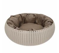 CURVER | Panier de couchage rond aspect Tricot avec coussin, Sable, 55 x 54 x 21 cm, Plastique