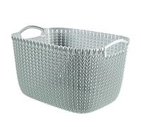 CURVER Panier de Rangement 19L, Aspect Tricot - Pour Ranger le Salon, la Chambre, la Salle de Bain ou le Bureau - 39,6 x 28,8 x 23,6 cm - Bleu Gris