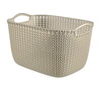 CURVER Panier de Rangement 19L, Aspect Tricot - Pour Ranger le Salon, la Chambre, la Salle de Bain ou le Bureau - 39,6 x 28,8 x 23,6 cm - Blanc cassé