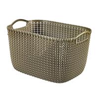 Curver Panier de Rangement 19L, Aspect Tricot - pour Ranger Le Salon, la Chambre, la Salle de Bain ou Le Bureau - 39,6 x 28,8 x 23,6 cm - Marron