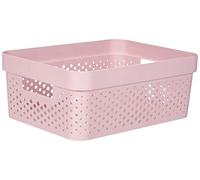 CURVER Panier de Rangement Infinity 11L Recyclé - Rangement Multiusage, Empilable et Emboîtable - 35,6 x 26,6 x 13,6 cm - Rose
