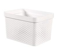 CURVER Panier de rangement Infinity 17L 100% Recyclé - Rangement Multiusage, Empilable et Emboîtable - 35,5 x 26,2 x 21,9 cm -Blanc