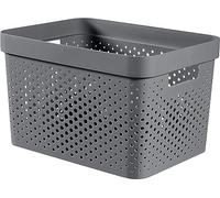 Curver Panier de rangement Infinity 17L, empilable, recyclé, Gris anthracite