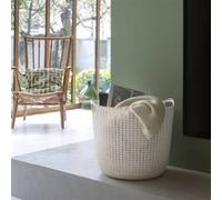 CURVER Panier de Rangement Rond 30L, Aspect Tricot - Pour Ranger le Salon, la Chambre, la Salle de Bain ou le Bureau - 39,5 x 38 x 33,4 cm - Blanc