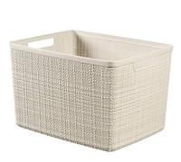 Curver Panier de Rangement Rectangulaire Jute 20L - Pour Organiser Toute la Maison - Emboîtable, Facile à Transporter - 100% recyclé - 36,2 x 28,2 x 23 cm - Blanc cassé