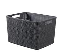 CURVER Panier de Rangement Rectangulaire Jute 20L -Pour Organiser Toute la Maison - Emboîtable, Facile à Transporter - 100% recyclé - 36,2 x 28,2 x 23 cm - Gris