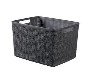 CURVER Panier de Rangement Rectangulaire Jute 20L -Pour Organiser Toute la Maison - Emboîtable, Facile à Transporter - 100% recyclé - 36,2 x 28,2 x 23 cm - Gris