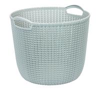 CURVER Panier de Rangement Rond 30L, Aspect Tricot - Pour Ranger le Salon, la Chambre, la Salle de Bain ou le Bureau - 39,5 x 38 x 33,4 cm - Bleu Gris