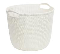 CURVER Panier de Rangement Rond 30L, Aspect Tricot - Pour Ranger le Salon, la Chambre, la Salle de Bain ou le Bureau - 39,5 x 38 x 33,4 cm - Blanc