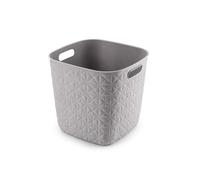Curver Panier de rangement Softex 15L - Design Élégant - Léger, Empilable et Pratique - 100% recyclé - 27 x 27 x 26 cm - Taupe