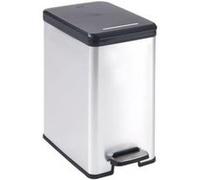 Curver Poubelle à pédale Slim Bin 25 L – 25 x 39,3 x 45,4 cm – Argenté/Noir