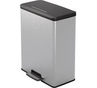 CURVER Poubelle Deco Rectangle 65L, Gris Métallisé, pour Cuisine, Buanderie, Garage, 486x284x615 mm, PP 100% recyclé(version précedente)