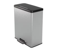 Curver Poubelle Deco Rectangle 65 L – Gris métallisé – 486×284×615 mm – PP 100% recyclé