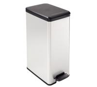 Curver Poubelle à pédale Slim 40 L aspect métal G