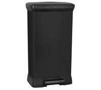 Curver Poubelle rectangulaire à pédale Decobin 50 L – Fermeture douce – Aspect métal – Noir