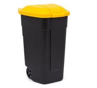 CURVER Poubelle avec Roues Noir/Jaune 110 l, 214128, pour tri de dechets