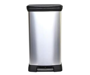 CURVER Poubelle de cuisine effet métal 70% recyclé Touch Deco 50 litres - Argent