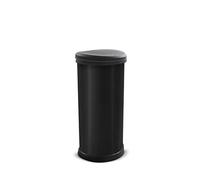 CURVER Poubelle de Cuisine One Touch Deco Black Metal Effect 70% recyclé, 40 litres