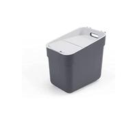Curver Poubelle de Tri 20L Ready To Collect - Idéal sous Evier - Avec Support Mural pour Mur ou Porte - Cuisine, Salle de Bain, Buanderie - 100% Recy nthracite