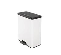 CURVER Poubelle Deco Rectangle 65L, Blanc , pour Cuisine, Buanderie, Garage, 486x284x615 mm, PP 100% recyclé(version précedente)