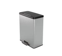 CURVER Poubelle Deco Rectangle 65L, Gris Métallisé, pour Cuisine, Buanderie, Garage, 486x284x615 mm, PP 100% recyclé(version précedente)